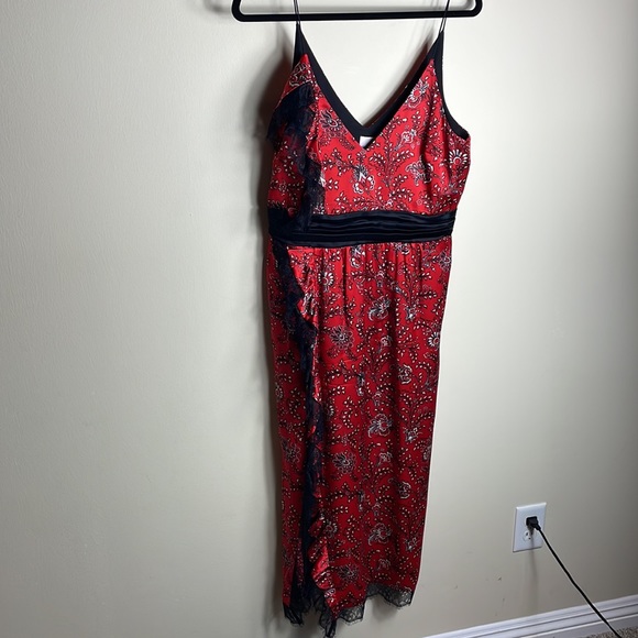 Cinq a Sept Red and Black Midi Dress - Picture 4 of 7